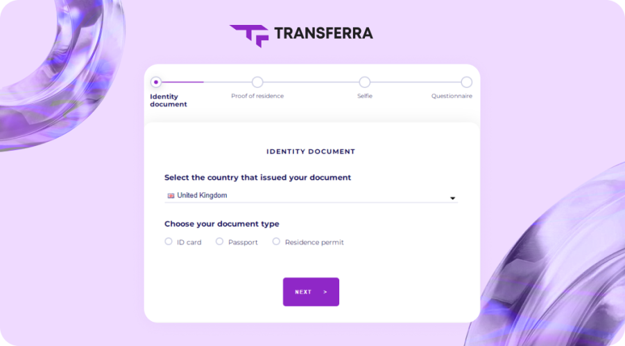 Transferra ensures an easy and secure KYC process for seamless onboarding and enhanced security measures.