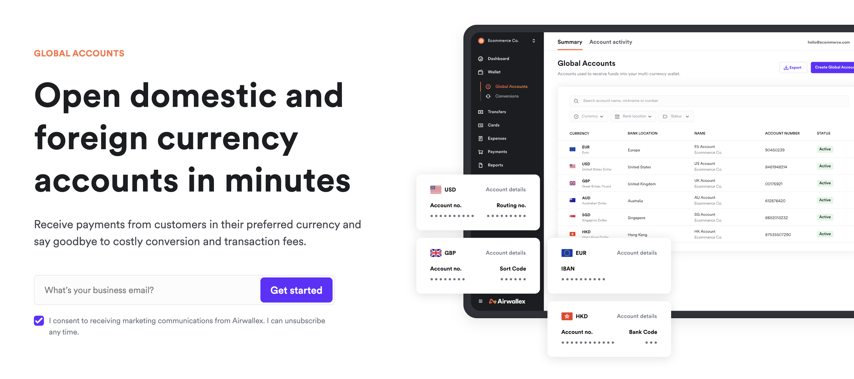 Aiwallex domestic UK euro acccount